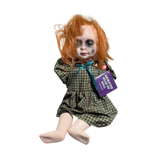 Halloween Animated Head Pulling Moving Talking Light Up Doll - Picture 1 of 5